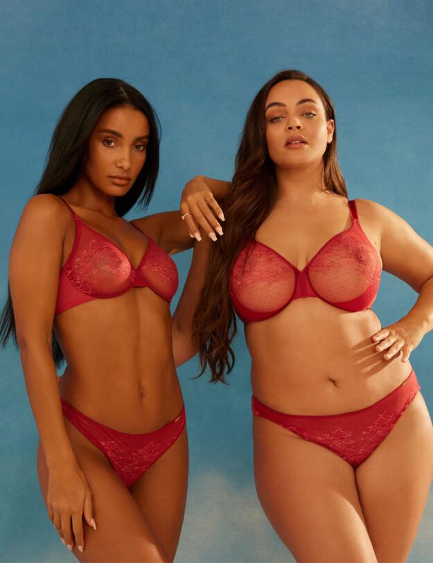 Gossard Glossies Lace Thong Raspberry Blush