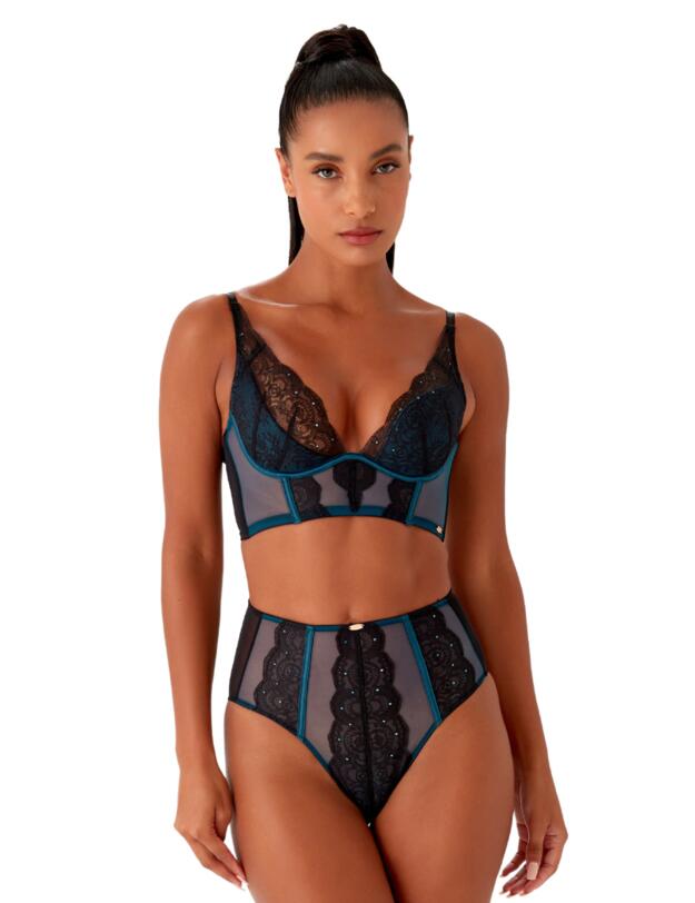  Gossard VIP Confession High-Waist Brazilian Black/Teal
