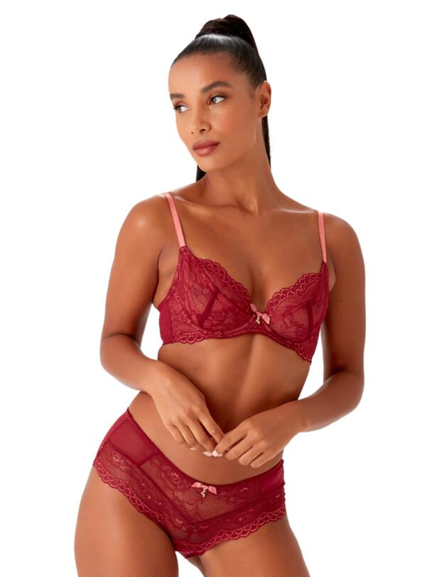 Gossard Superboost Lace Plunge Bra Cranberry/Raspbery Sorbet