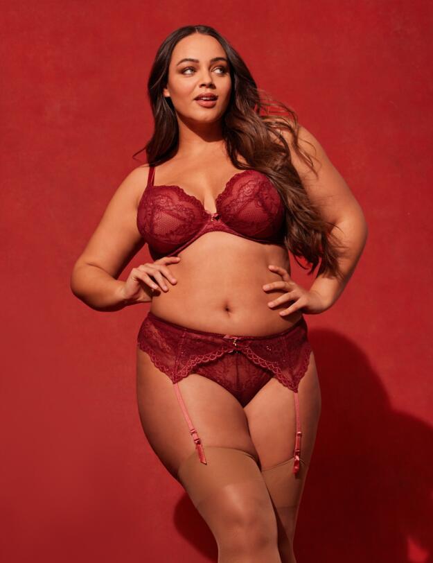 Gossard Superboost Lace Suspender Cranberry/Raspbery Sorbet