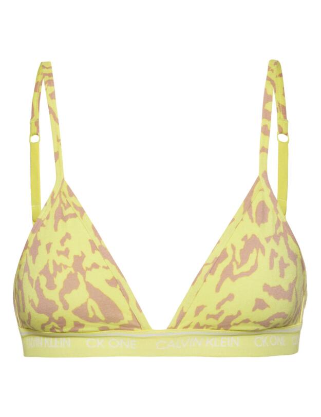 Calvin Klein CK One Cotton Unlined Triangle Bra Dart Frog Print/Cyber Green