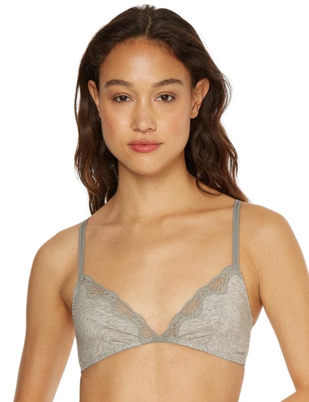 Calvin Klein Sensual Cotton Unlined Triangle Bra Grey Heather 