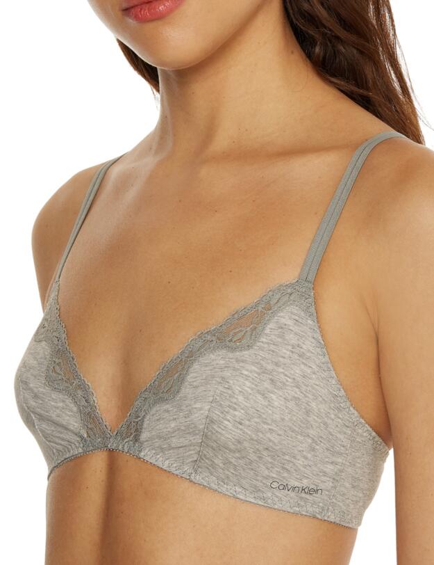 Calvin Klein Sensual Cotton Unlined Triangle Bra Grey Heather 