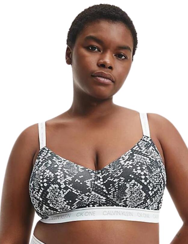 Calvin Klein CK One Cotton Plus Size Bralette Rattlesnake Print_black 