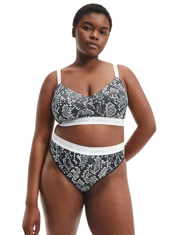 Calvin Klein CK One Cotton Plus Size Bralette Rattlesnake Print_black 
