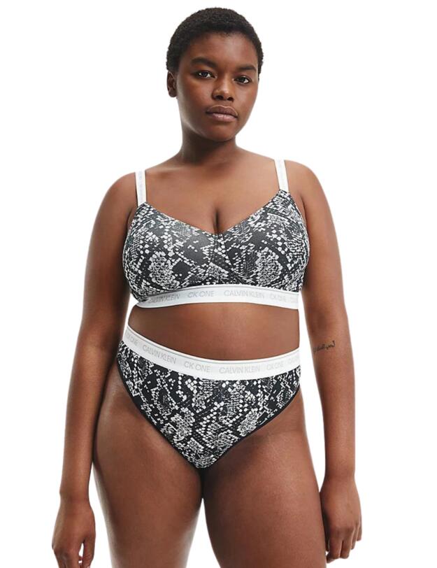 Calvin Klein CK One Plus Size Thong Rattlesnake Print_black 