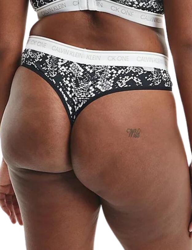 Calvin Klein CK One Plus Size Thong Rattlesnake Print_black 