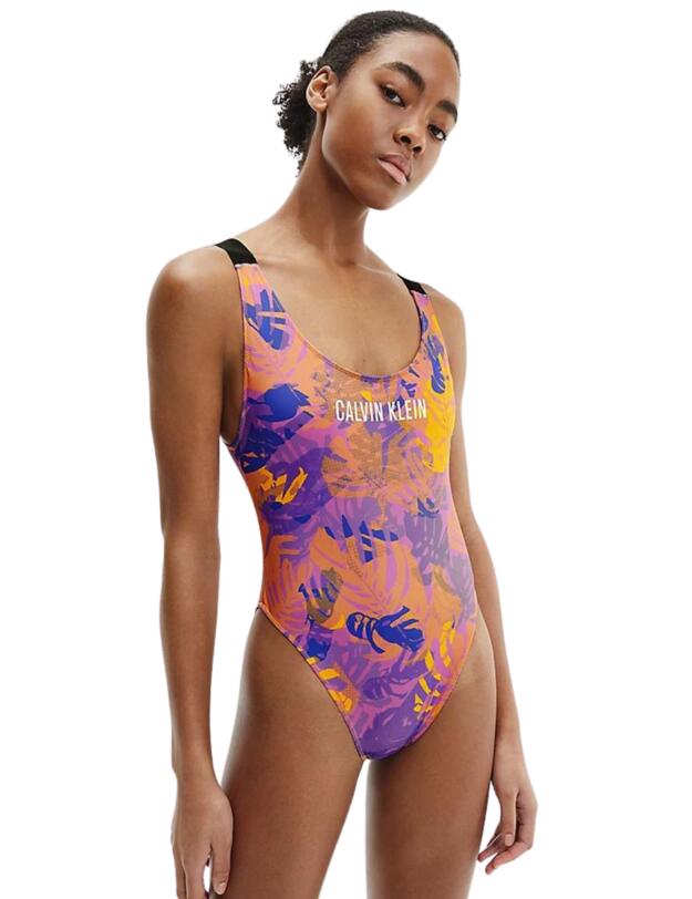 Calvin Klein Intense Power One Piece Swimsuit Tropical Leaf 