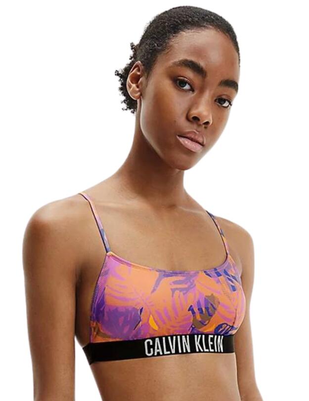 Calvin Klein Intense Power Bralette Bikini Top Tropical Leaf 