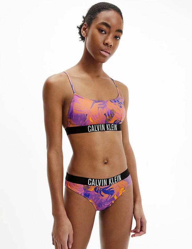 Calvin Klein Intense Power Bralette Bikini Top Tropical Leaf 