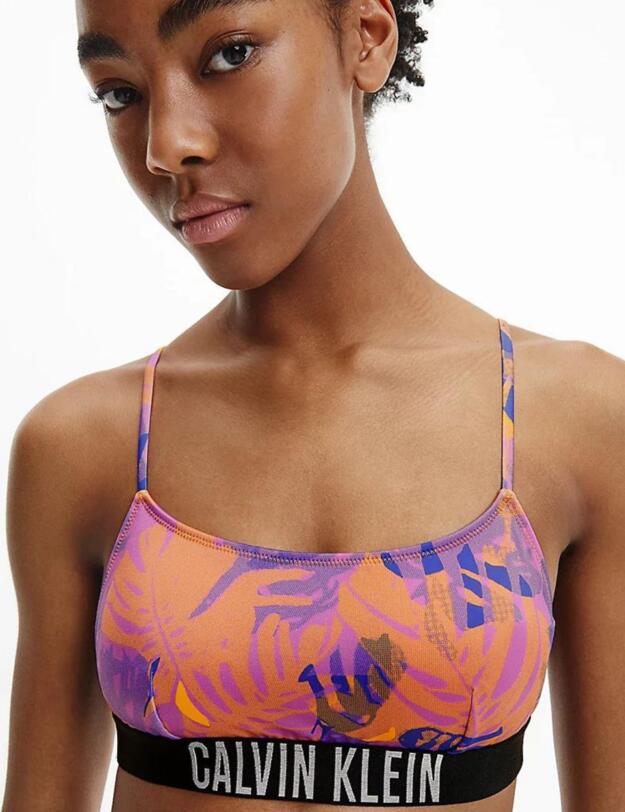 Calvin Klein Intense Power Bralette Bikini Top Tropical Leaf 