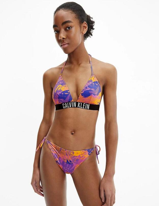 Calvin Klein Intense Power Triangle Bikini Top Tropical Leaf 