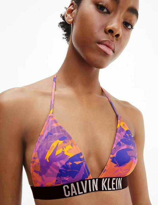 Calvin Klein Intense Power Triangle Bikini Top Tropical Leaf 