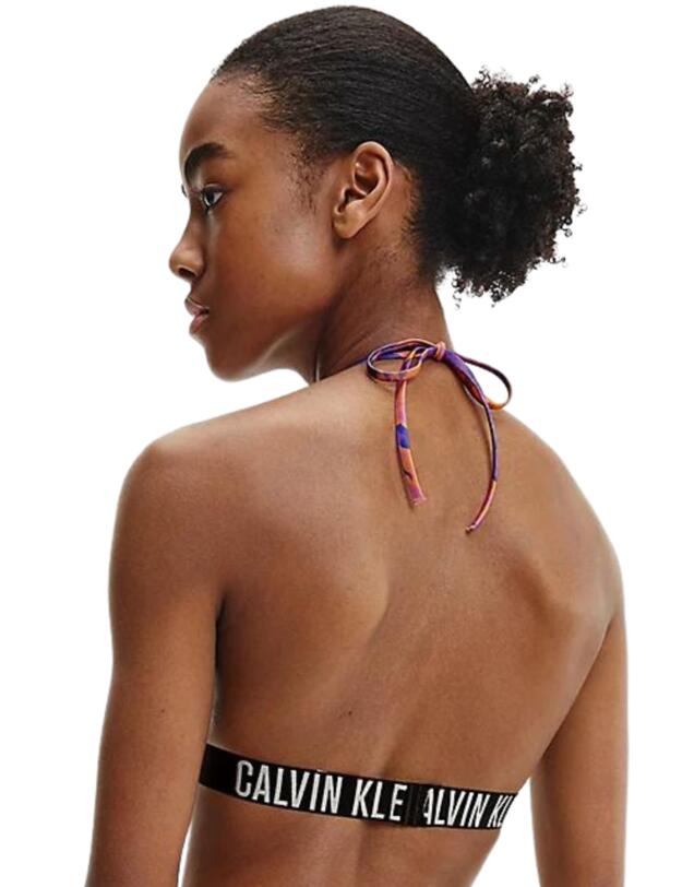 Calvin Klein Intense Power Triangle Bikini Top Tropical Leaf 