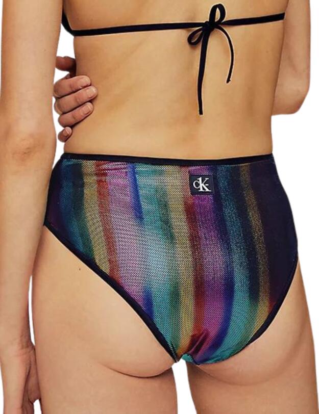 Calvin Klein Pride High Waisted Bikini Bottom Rainbow Gradient Black