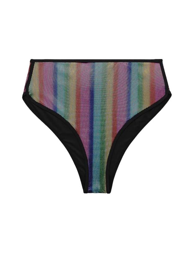 Calvin Klein Pride High Waisted Bikini Bottom Rainbow Gradient Black