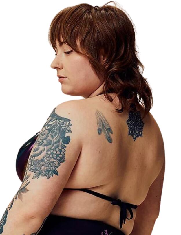 Calvin Klein Pride Plus Size Triangle Bikini Top Rainbow Gradient Black 