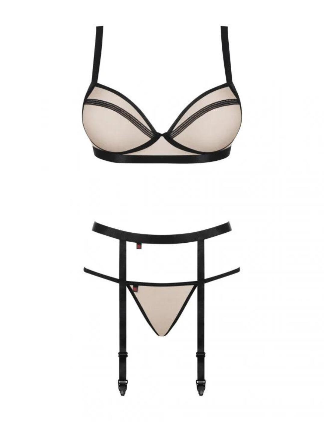 Obsessive Nudelia 3 Piece Lingerie Set - Belle Lingerie | Obsessive ...