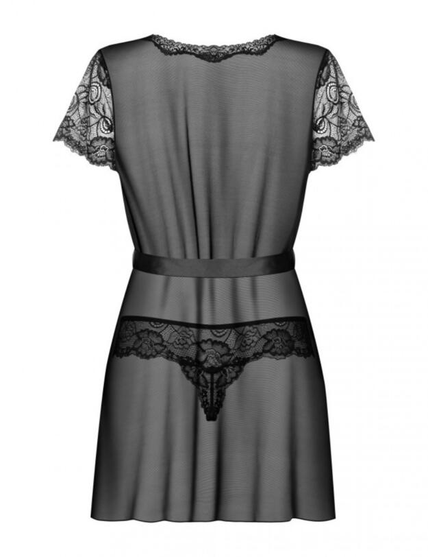 Obsessive Alluria Peignoir And Thong Black 