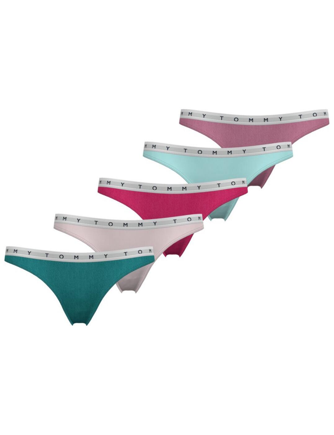 Tommy Hilfiger 5pk Thong Green/Pale Pink/Hot Pink 