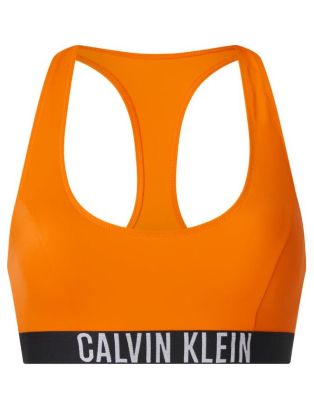 Calvin Klein Intense Power Racerback Bralette Bikini Top Vivid Orange 