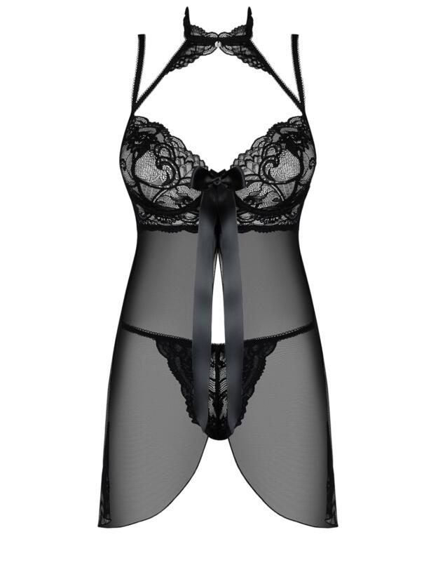 Obsessive Elizenes Babydoll & Thong Black 