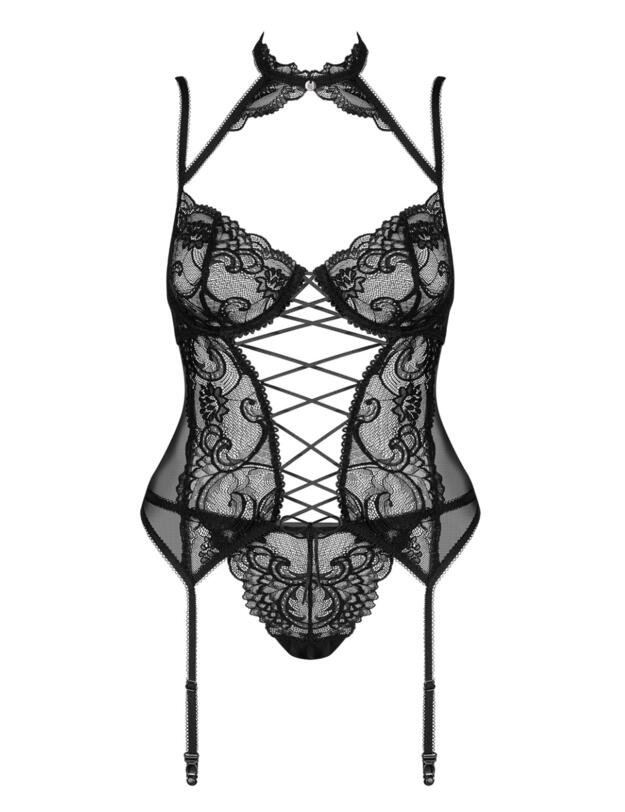 Obsessive Elizenes Corset And Thong Black 