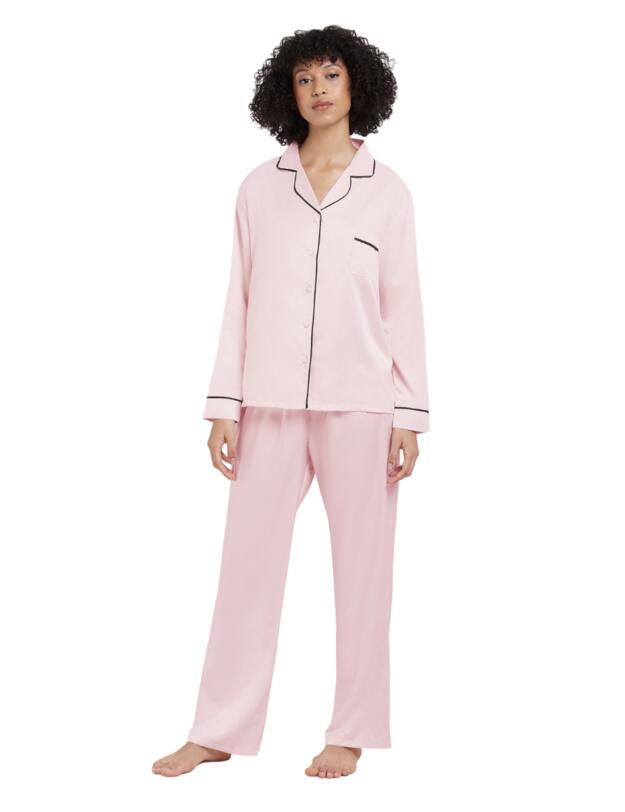Bluebella Claudia Shirt and Trouser Set Pale Pink/Black 