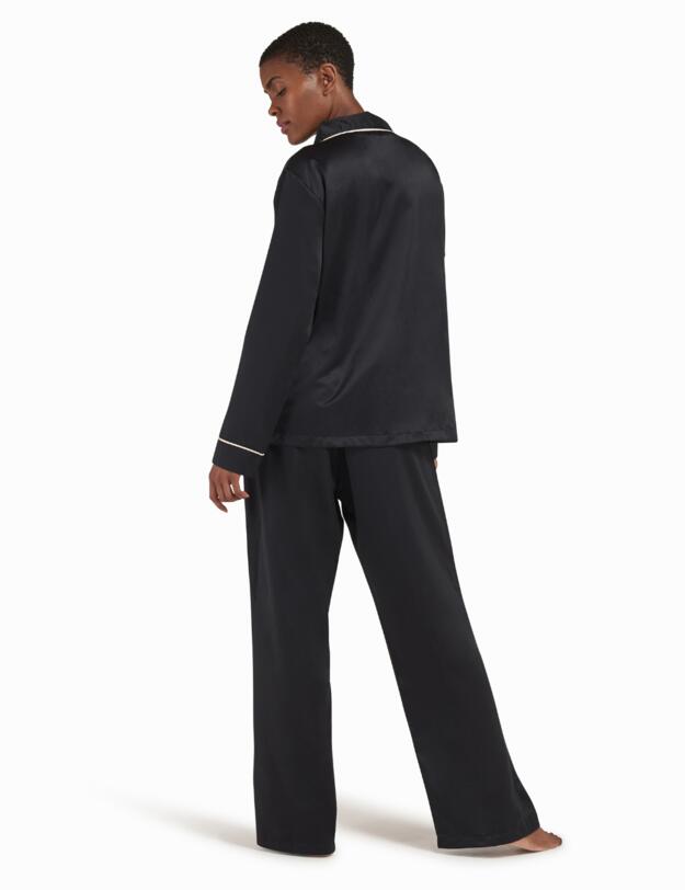 Bluebella Claudia Shirt and Trouser Set Black/Pale Pink 