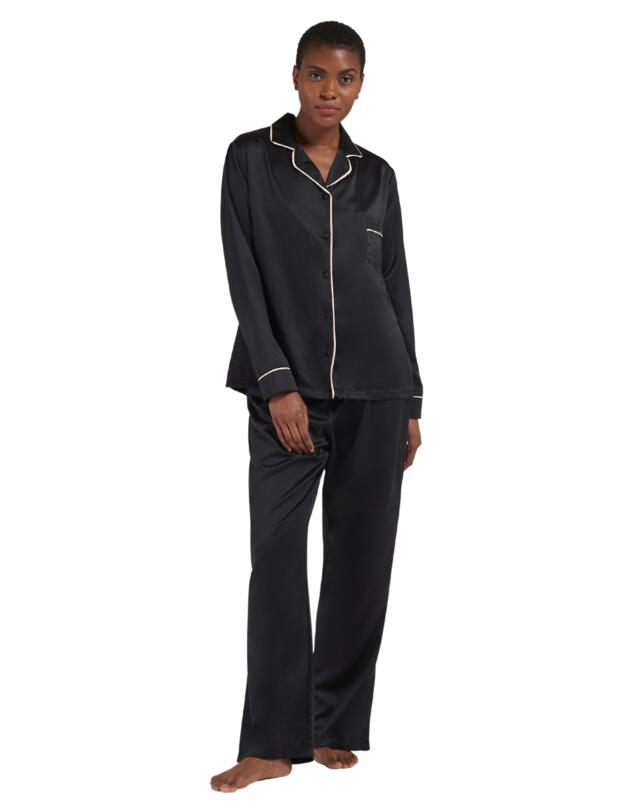 Bluebella Claudia Shirt and Trouser Set Black/Pale Pink 