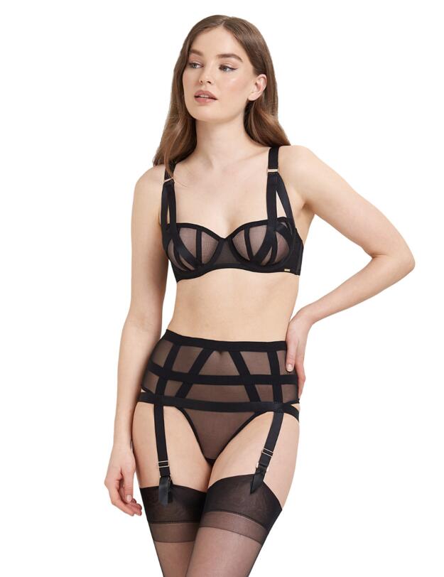 Bluebella Karolina High-Waist Suspender Thong Black 