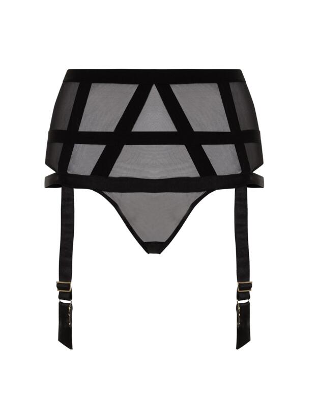 Bluebella Karolina High-Waist Suspender Thong Black 