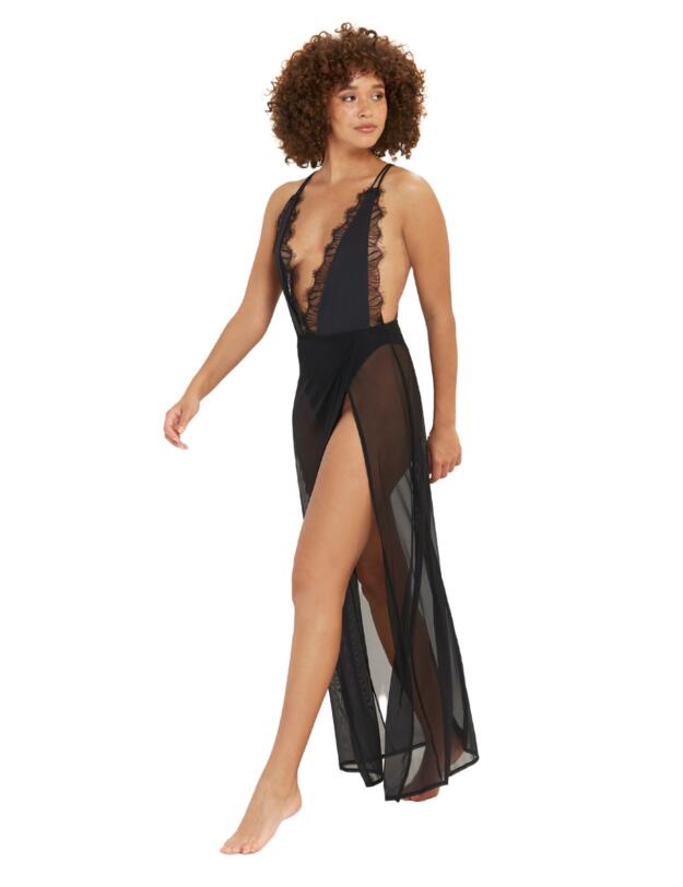 Bluebella Georgiana Long Chemise Black 
