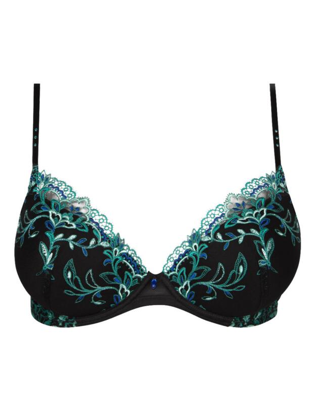 Lise Charmel Secrete Emeraude Padded Plunge Bra Noir Vert