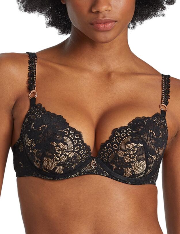 Aubade Night Bird Moulded Plunge Bra Black Queen