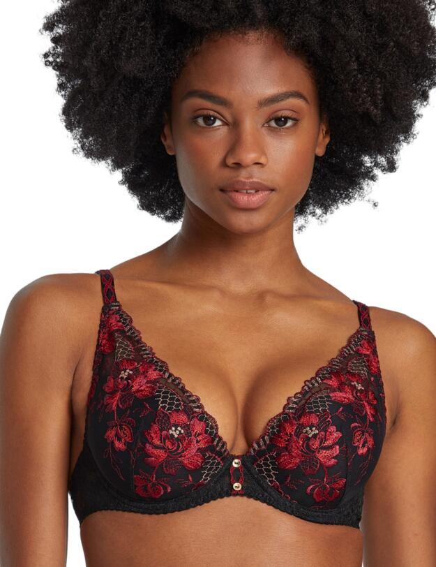 Aubade Melodie Dete Shoulder Plunge Bra Black Cherry 