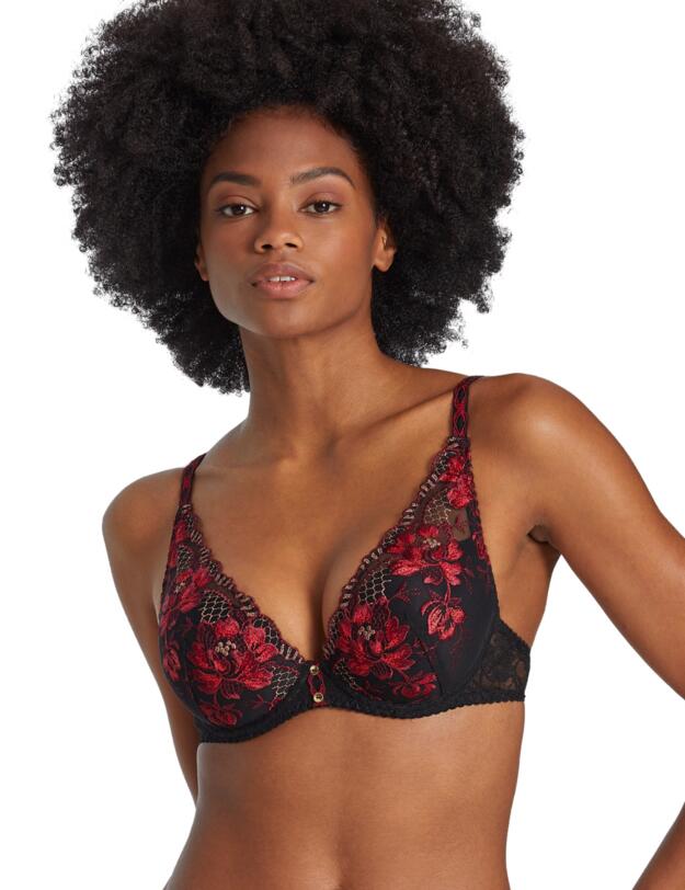Aubade Melodie Dete Shoulder Plunge Bra Black Cherry 