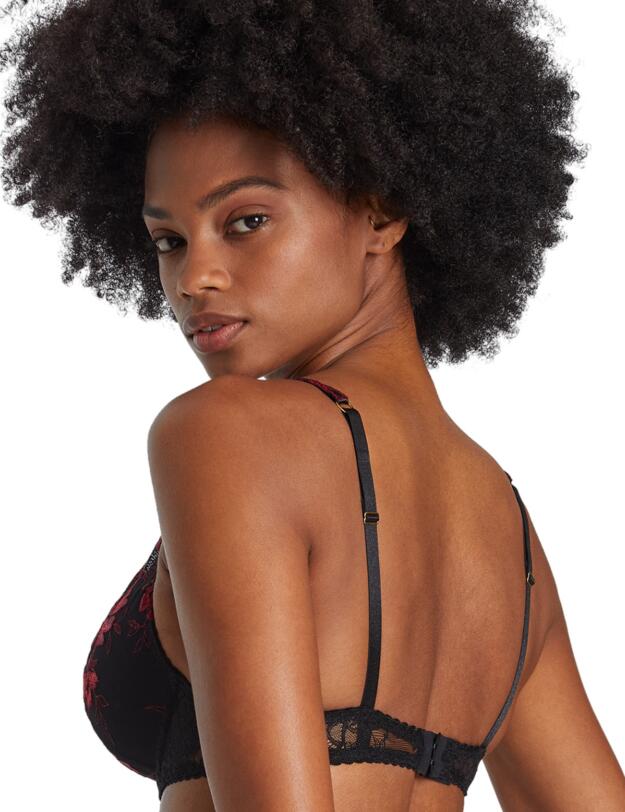 Aubade Melodie Dete Shoulder Plunge Bra Black Cherry 