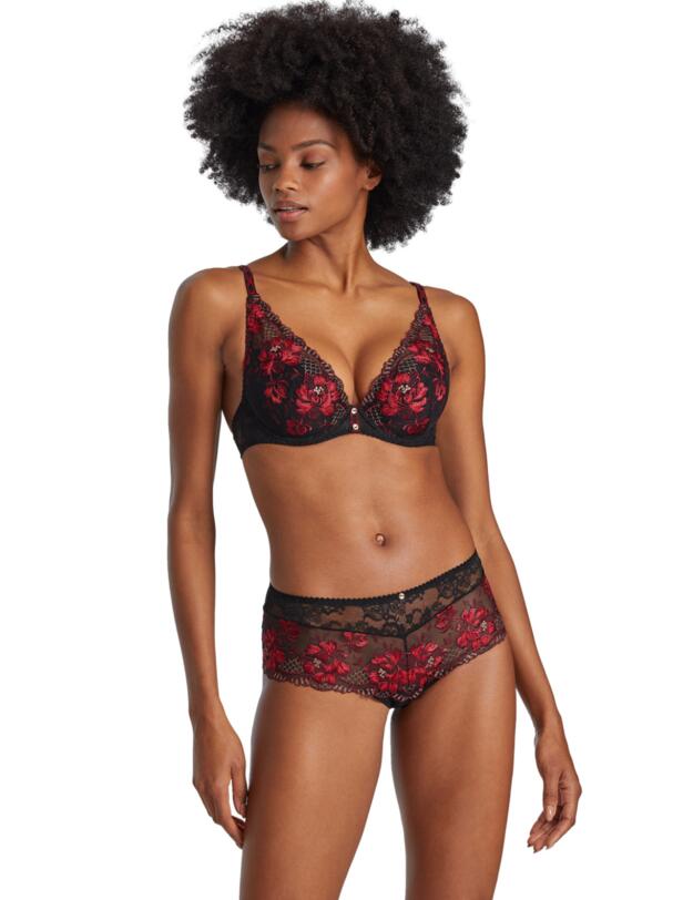 Aubade Melodie Dete Shoulder Plunge Bra Black Cherry 