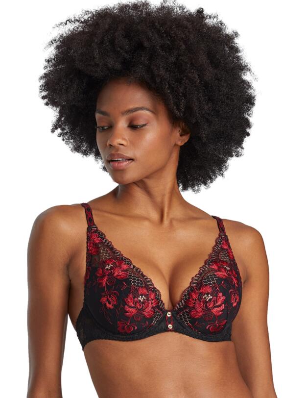 Aubade Melodie Dete Shoulder Plunge Bra Black Cherry 