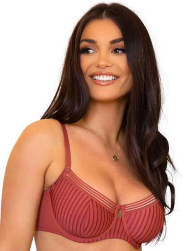 Pour Moi India Stripe Underwired Bra Chestnut 
