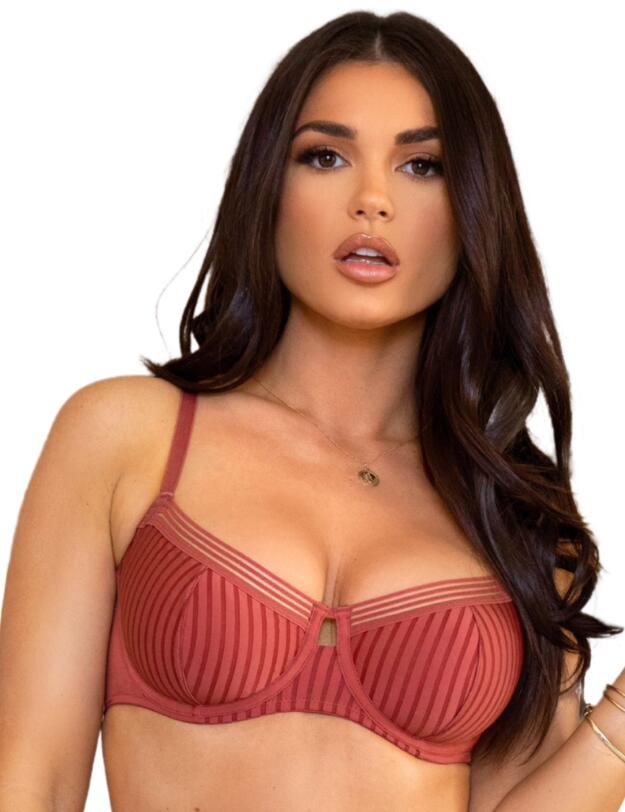 Pour Moi India Stripe Underwired Bra Chestnut 