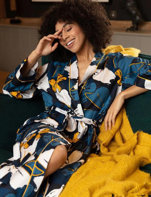 Cyberjammies Verity Long Sleeve Dressing Gown Floral Print 
