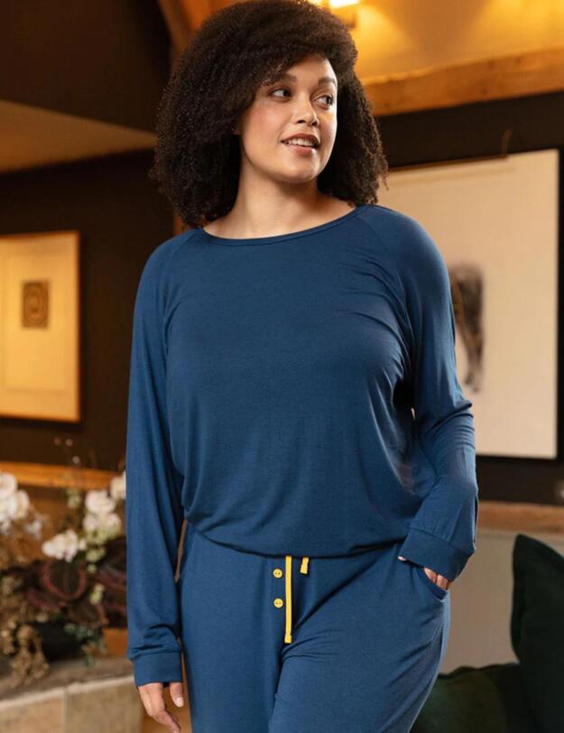 Cyberjammies Verity Slouch Jersey Pyjama Top Teal Blue 
