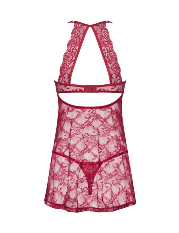 Obsessive Ivetta Babydoll and Thong Set Red