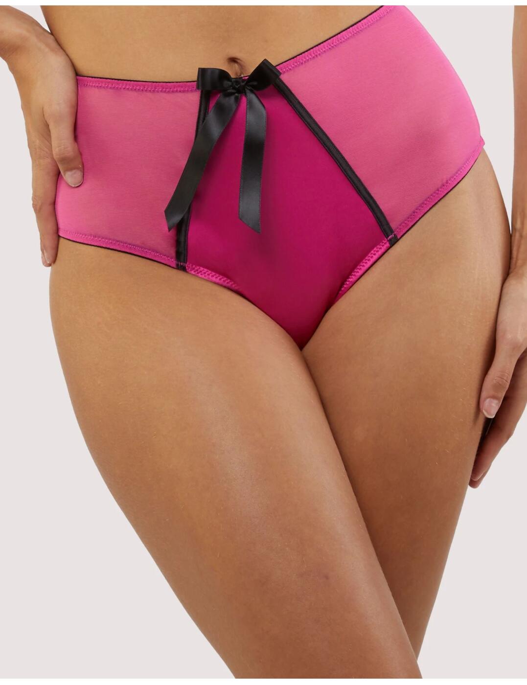 BPHW130P Playful Promises Bettie Page Inga Mesh High Waisted Brief - BPHW130P Pink 