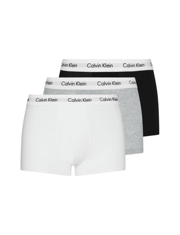 Calvin Klein Mens Cotton Stretch Three Pack Low Rise Trunks Black/White/GreyHeather 