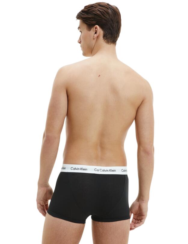 Calvin Klein Mens Cotton Stretch Three Pack Low Rise Trunks Black/White/GreyHeather 