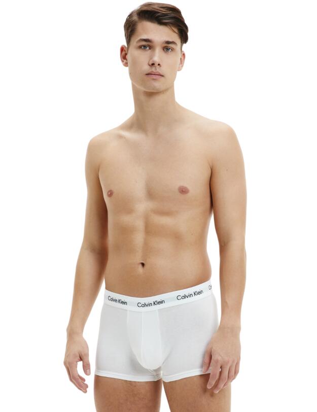 Calvin Klein Mens Cotton Stretch Three Pack Low Rise Trunks Black/White/GreyHeather 