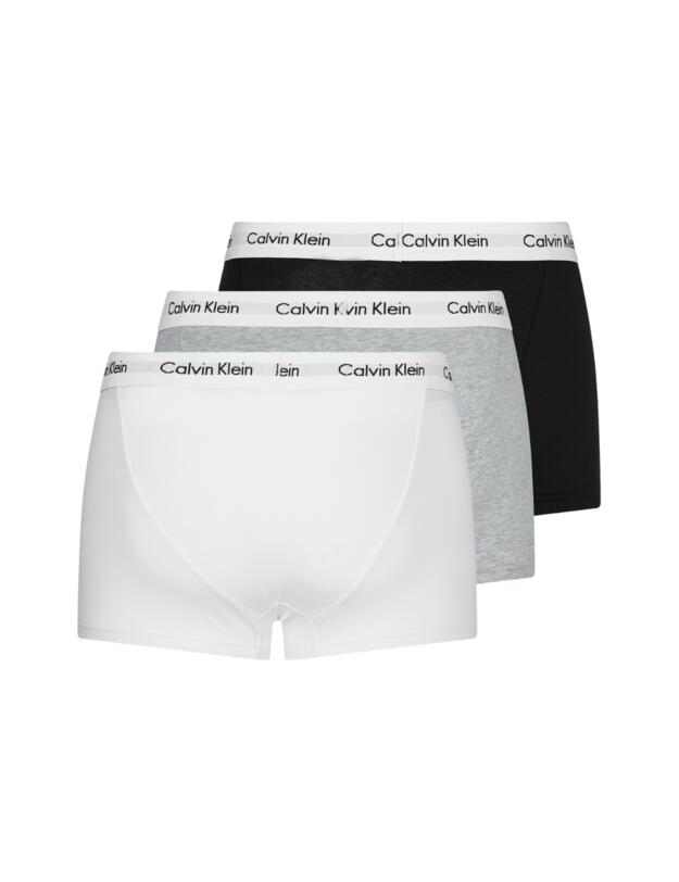 Calvin Klein Mens Cotton Stretch Three Pack Low Rise Trunks Black/White/GreyHeather 